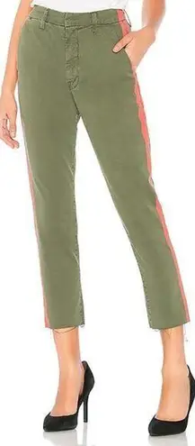 Mother The Shaker Prep Frayed Pants Fatigue Green & Red Size 25 Crop
