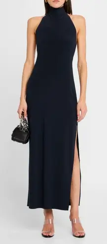 Norma Kamali Halter Turtle Side Slit Gown