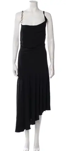 Giuseppe Di Morabito Asymmetric Hem Side High Slit Rhinestone Strap Dress 00 Black