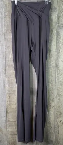 Gray Medium Flare Leg Leggings Criss Cross Waistband