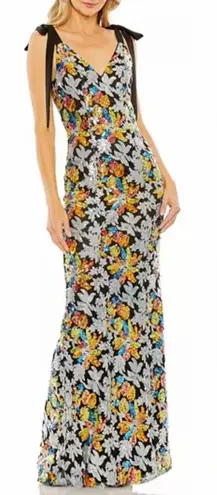 Mac Duggal NEW Embellished Bow Strap V Neck Column Gown 26864 SZ 8