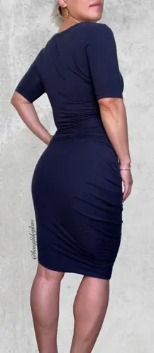 Alexander Wang T by navy blue asymmetric stretch-modal dress size S small