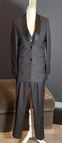 Women’s Dark Gray Slim Fit 3 Piece Formal Tuxedo Suit Shawl Lapel Size 6 NWOT