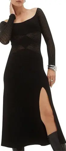 SOVERE Tilt Knit Dress in Black XSmall Womens Midi Sweater Cut out Size XS