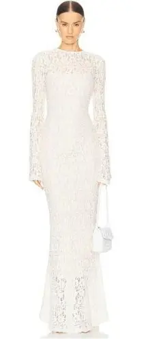 L'Academie  by Marianna Kayden Floral Sheer Lace Maxi Dress Cream Women's Size S