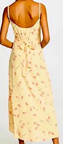 Flynn Skye yellow romantic, feminine,cottagecore floral slit midi dress XS NWT