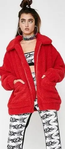 I am gia I.AM.GIA Pixie Teddy Coat Red Sherpa Fleece