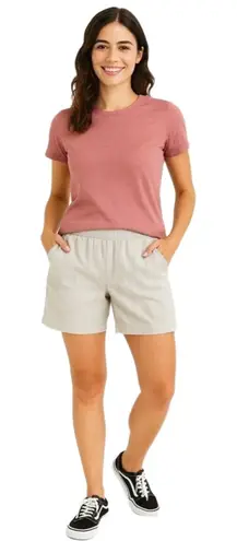 Hilary Radley Light Grey Linen KneeLength Unisex Casual Shorts Size Large