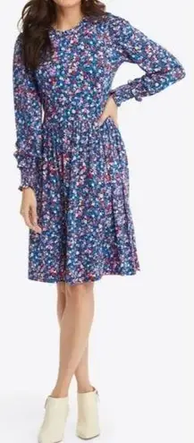 Draper James  Kitty Dress Womens 3XL Blue Multicolor Ditsy Floral Soft Stretchy