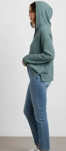 Lotus & Luna Gauze Hoodie Sweatshirt Seafoam Green Cotton Pullover Size Small