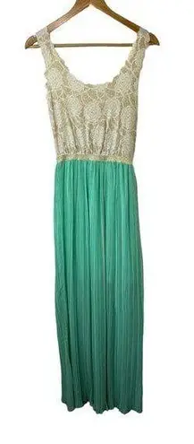 Double Zero  Sleeveless Maxi Dress Aqua & Ivory Size Small