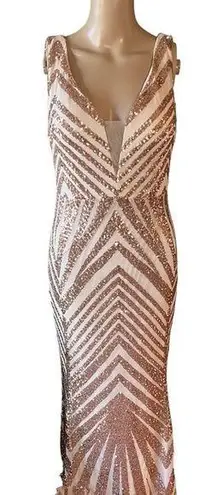 Evening prom evening formal mermaid trumpet gown with gold sequins size L Size L