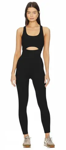 New Gigi C Krizia Black Micro Rib Cutout Tied Jumpsuit Catsuit L Size L