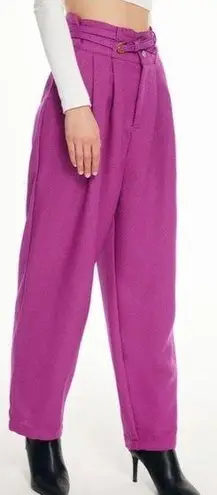 Cider High Waist Wide Leg Tweed Purple Trouser Pants Sz L