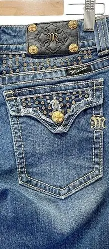 Miss Me  Y2K Bling Rhinestone Gold Hardware Bootcut Medium Wash JP5057-3 Size 30