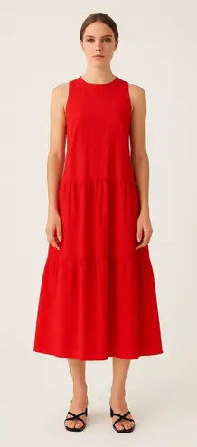 Code x Mode Tiered Poplin Maxi Dress Red Size Medium