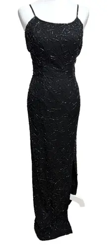 Sean Collection Sean Mehta Beaded Evening Gown Sz S Black 100% Silk Elegant Glam Holiday Gala