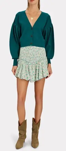 Intermix Christy Puff Sleeve Cardigan Teal Blue Green Size Large - Image 1