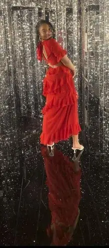 FAME & PARTNERS Red Chiffon Ruffle A