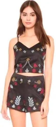 J.O.A. . black embroidered short set