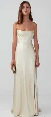 Fame and Partners Strappy Draped Gown in champagne