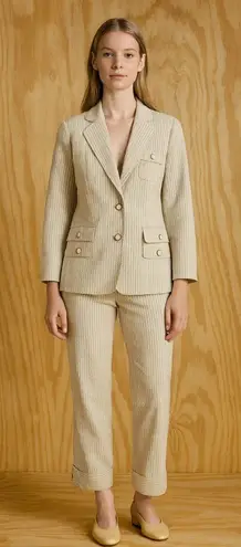 Kasper Pinstripe Suit Seersucker Fabric full lined classic workwear staple Sz 10 - Image 1