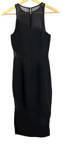Jay Godfrey Black Sheer Mesh Panel Sleeveless Sheath Midi Dress Size 00 - Image 1