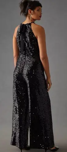 Hutch NEW NWT Anthropologie Sequin Halter Jumpsuit In Black
