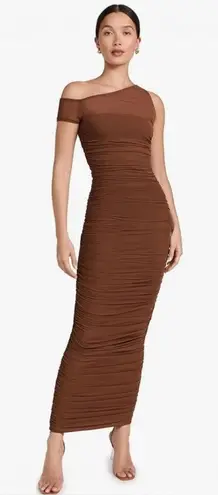 AFRM Biona Ruched Maxi Dress In Dark Clay Brown