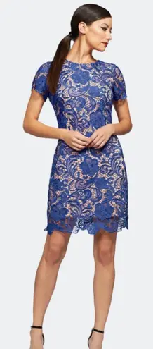 Dress the Population NWOT $198 Cobalt Anna Crochet Lace Sheath Dress S