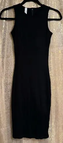 Popilush Black Ribbed Shapwear Modal Tummy Control Midi Dress Small/Medium Black