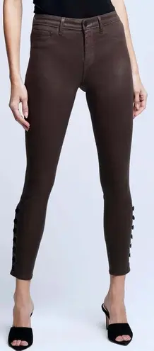 L'Agence Piper High Rise Skinny Ankle Buttons In Espresso Coated Size 25 - Image 1