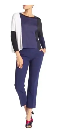 Diane Von Furstenberg ‎ Linen Blend Straight Dress Pants Navy NO SIZE TAG READ - Image 1