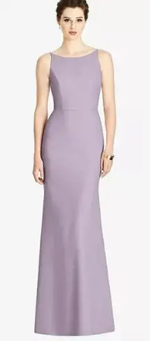 Dessy Group Bateau Neck Open Cowl Back Trumpet Gown in French Truffle Size 6R