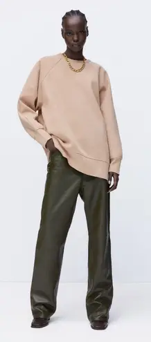 ZARA Sea tan beige oversize sweatshirt pullover sweater 