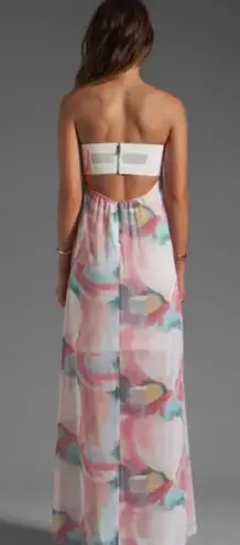 Alice + Olivia Kiernan Silk Dove Floral Strapless Maxi Dress Pink Womens Size 4