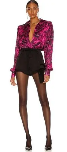 LaQuan Smith Engine Print Oversized Button Down in Pink