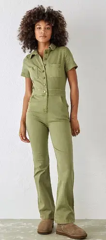 Urban Outfitters  Green Denim Short Sleeve Pantsuit Front Snap Q19