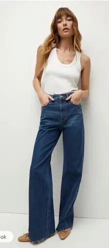 Veronica Beard Taylor Relaxed Wide Leg High Rise Jeans Dark Wash Size 30