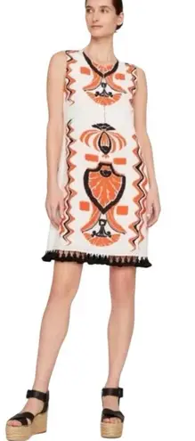Luxury brand Chic FIGUE Sleeveless Dress cream Orange and Black Accents MSRP498 Size M
