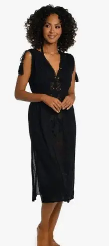 La Blanca ππ Island Fare Cover-Up Midi Dress ~ Black Small NWT