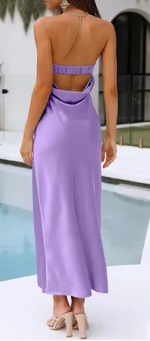 Satin Backless Maxi Dress Purple