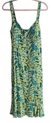 R&K Originals, spring, summer dress. Art deco floral Size 16, greens, yellow and Green