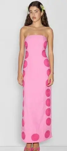 NEW NWT The Wolf Gang Filipa Embroidered Strapless Maxi Dress In Floss Pink Size XL