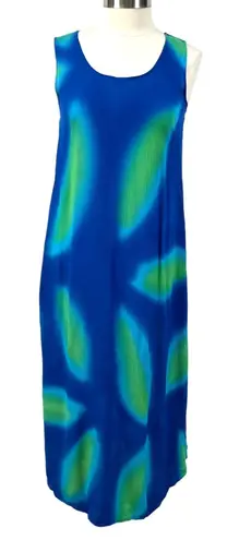 Pineapple Passion Womens M Maxi Dress Gauzy Abstract Beachy Summer Tropical Blue Size M