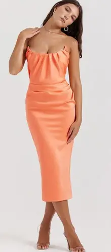 House Of CB  Alora Tangerine Strapless Corset Midi Dress size XS