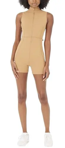 New Gigi C Keelan Zip Up Romper S Camel Snakeskin Tan