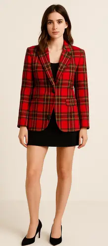 Vintage Red Plaid unisex Blazer classic sports coat business suit coat jacket Size L