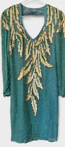 Lillie Rubin Sequin Leaf Design Evening Vintage Dress (L) Size L