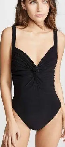 Norma Kamali Swimsuit SZ Medium Mio Twist Front One Piece Black Swim Designer